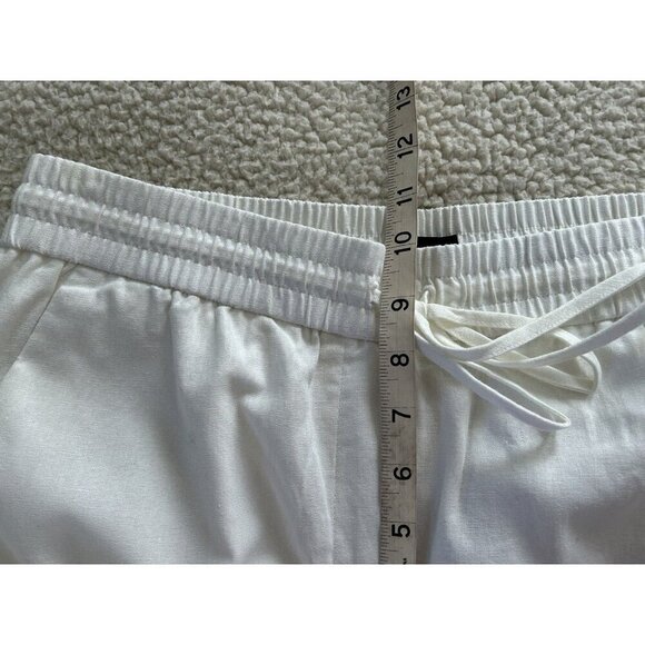 J. Crew Factory Linen Cotton Drawstring Cuffed Pull-on Pants White Size 8 - Picture 11 of 13